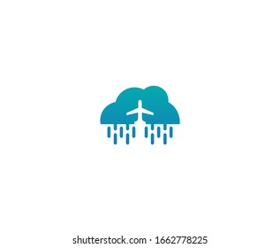 Plane logo travel cloud rain vector 