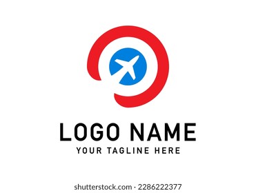 Plane logo vector. Plane logo with letter O. Plane logo with shield.