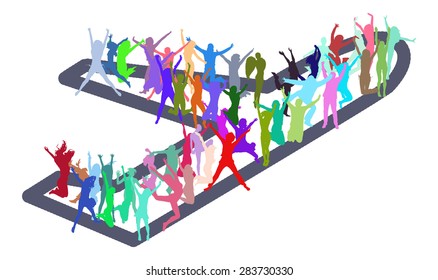 Tafel aus Vektorgrafiken, Silhouetten auf Weiß 