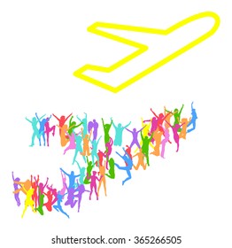 Plane made of Vector Silhouettes Illustration 