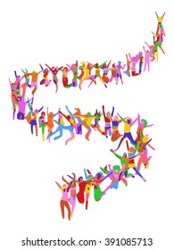 Plane made of Vector Silhouettes Many People 