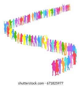 Plane made of Vector Silhouettes Many People 
