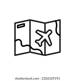 Plane Map Outline Icon Vector Illustration