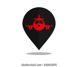 plane marker pin path image vector icon logo