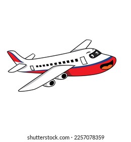 plane mascot design. air transportation character vector illustration. funny airplane sign and symbol.