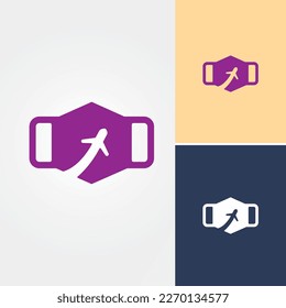Plane Mask Design Logo Vector