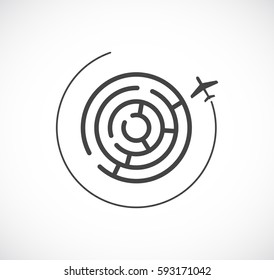 plane with maze concept icon
