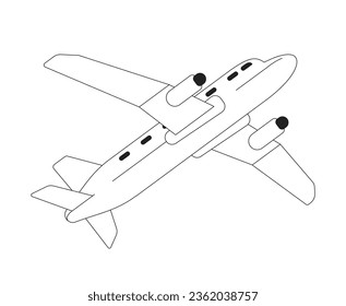 Plane monochrome flat vector object. Air travel. Editable black and white thin line icon. Simple cartoon clip art spot illustration for web graphic design