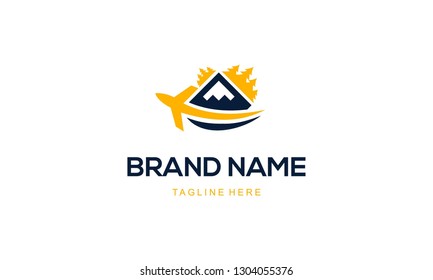 Plane Mountain Vacation Landscape Abstract Creative Business Logo