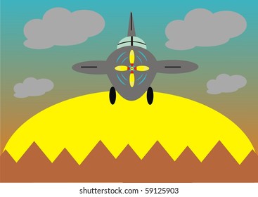 The plane in mountains