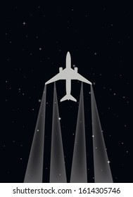 Plane in the night sky