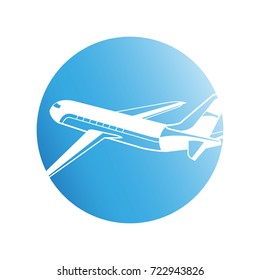 plane on blue circle background