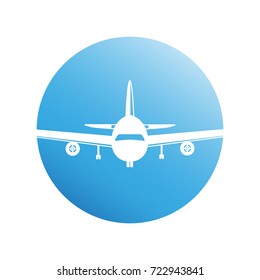 plane on blue circle background