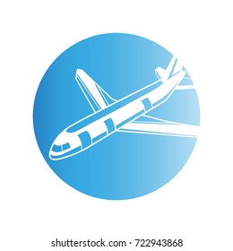 plane on blue circle background