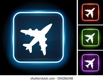 Plane on Glow Square Button