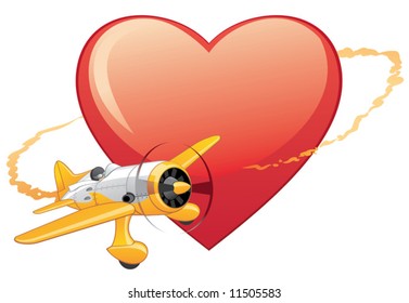 Plane on the heart background