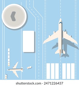 Plane on Runway Vector | Airport Illustration | Plane Landing on Airport Vector | Airport Vector