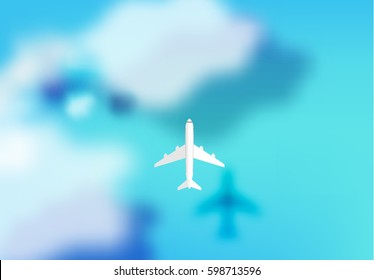 plane on sky with ocean background vector illustration