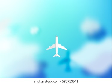 plane on sky with ocean background vector illustration