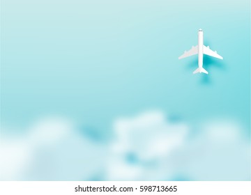 plane on sky with ocean background vector illustration