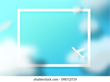 plane on sky with ocean background vector illustration