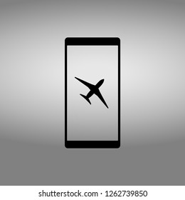 plane on a smartphone vector icon