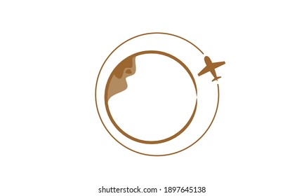 plane orbit to the coffee stain. logo, brand and design element