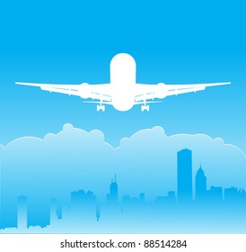 Plane over the city