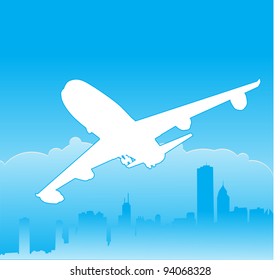 Plane over the city