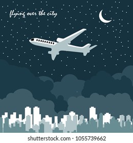 plane over the city and clouds

