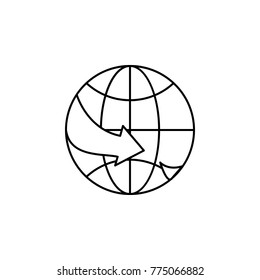Plane over the world line Icon. Travel line icon. Element of rest icon. Premium quality graphic design. Signs, outline symbols collection icon for websites, web design, mobile app on white background