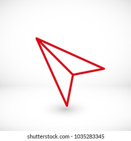Plane, paper icon vector illustration. Linear symbol with thin outline. The thickness is edited. Minimalist style.