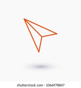 Plane, paper icon vector illustration. Linear symbol with thin outline. The thickness is edited. Minimalist style.