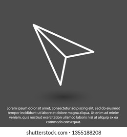 Plane, paper icon vector illustration. Linear symbol with thin outline. The thickness is edited. Minimalist style.