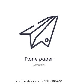 plane paper outline icon. isolated line vector illustration from general collection. editable thin stroke plane paper icon on white background