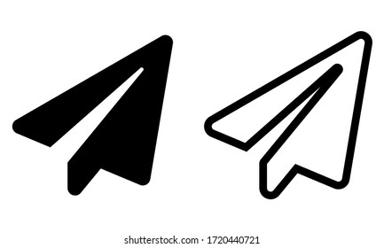 plane paper silhouette. plane paper outline vector isolated on white background