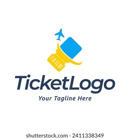  plane paper ticket air travel logo. Ticket Label and Plane Aircraft Transportation Logo Illustration