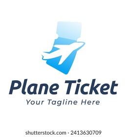  plane paper ticket air travel logo. Ticket Label and Plane Aircraft Transportation Logo Illustration