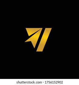 plane paper vector logo, letter V logo design