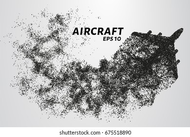 The plane of the particles. The plane disintegrates to smaller molecules. vector illustration.