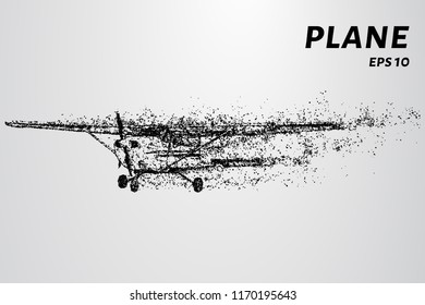 The plane of the particles. The plane flies and leaves a trail of dots and circles