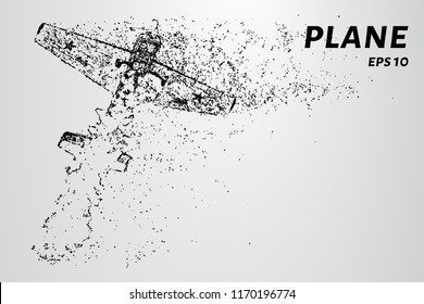 The plane of the particles. The plane flies and leaves a trail of dots and circles