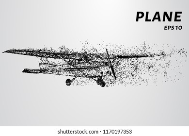 The plane of the particles. The plane flies and leaves a trail of dots and circles