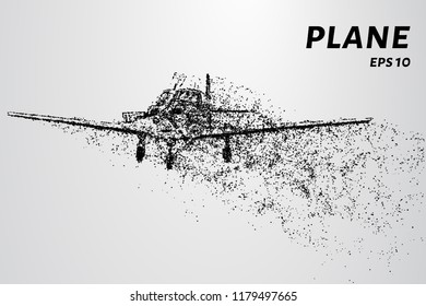 The plane of the particles. The plane flies and leaves a trail of dots and circles