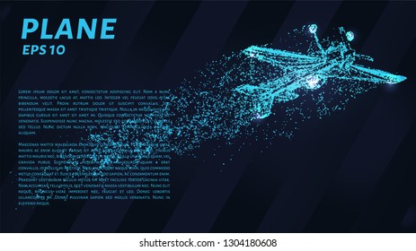 Plane of particles on a dark background. The plane of the circles and points
