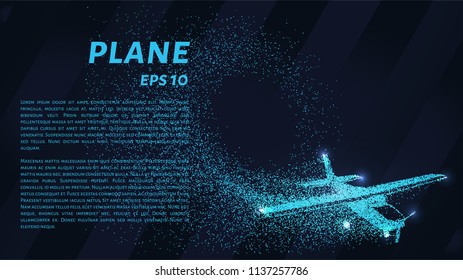 The plane of the particles. Passenger plane consists of small circles.