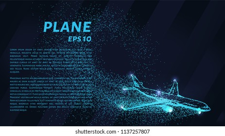 The plane of the particles. Passenger plane consists of small circles.