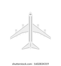 Plane or passenger airplane single object to place in aviation and vacation travel projects. Aircraft transport symbol - flat vector illustration isolated on background.