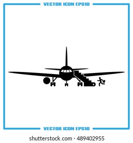 Plane and passenger icon vector illustration eps10.