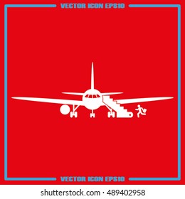 Plane and passenger icon vector illustration eps10.